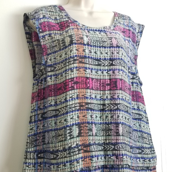 Aiko Silk Pruitt Ikat Tunic Sleeveless Dress - Picture 8 of 8